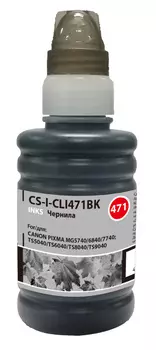 Чернила Cactus CS-I-CLI471BK, 100 мл, черный, совместимые, водные для Canon Pixma MG5740/MG6840/MG7740/TS5040/TS6040/TS8040/TS9040