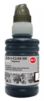 Чернила Cactus CS-I-CLI481BK, 100 мл, черный, совместимые, водные для Canon Pixma TR7540/TR8540/TS6140/TS8140/TS9140