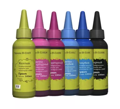 Чернила Easyprint, 6 шт. x 100 мл, голубой/пурпурный/желтый/светло-голубой/светло-пурпурный/черный, совместимые для Epson универсальные (IB-E100_MP)
