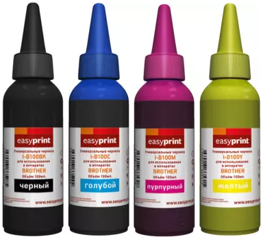 Чернила Easyprint I-B100_SET, 4 шт. x 100 мл, голубой/пурпурный/желтый/черный, совместимые для Brother DCP-J100/DCP-J125/MFC-J2310 (I-B100_SET)