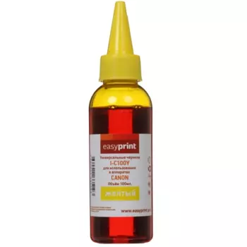 Чернила Easyprint I-C100Y, 100 мл, желтый, совместимые для Canon, универсальные (I-C100Y)