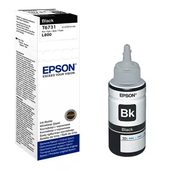 Чернила Epson 673, 70 мл, черный, оригинальные для Epson L800/L805/L810/L850/L1800 (C13T67314A/C13T673198)
