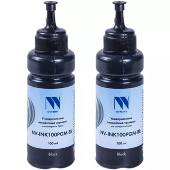 Чернила NV-Print, 2 x 100 мл, черный, совместимые, пигментные для Epson (NV-INK100PGM2-Bk)
