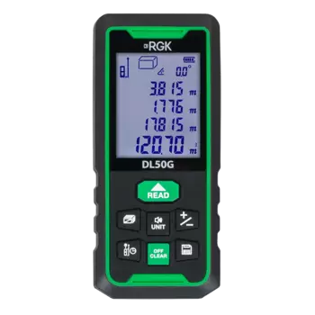 Дальномер лазерный, до 50 м, точность до 2 мм, батарейки, RGK DL50G (778176)