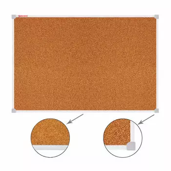 Демонстрационная доска Brauberg Cork пробковая, 50x70см, пробка (коричневый)/пластик (серый) (238188)
