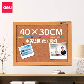 Демонстрационная доска Deli 8761 пробковая, 30x40см, пробка (желтый)/дерево (8761)