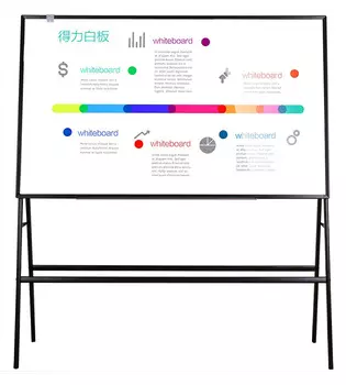 Демонстрационная доска Deli 8785 магнитно-маркерная, 90x150см, лак (белый)/алюминий (черный), на подставке (8785)