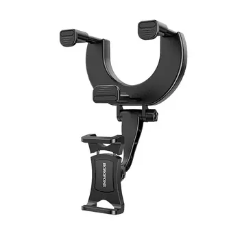 Держатель автомобильный Borofone BH49, раздвижной для смартфонов 4.5" (60мм) зажим на зеркало заднего вида, черный (6931474748584)