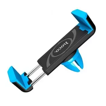 Держатель автомобильный Hoco CPH01, раздвижной для смартфонов 5.5" (55-86 мм) зажим в воздуховод, черный/синий (6957531018247)