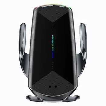 Держатель автомобильный Q1 с беспроводной зарядкой, раздвижной для смартфонов зажим в воздуховод, черный (118921)