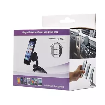 Держатель автомобильный Unknow HX-M-X11 для смартфонов, в CD-слот, черный (44968)