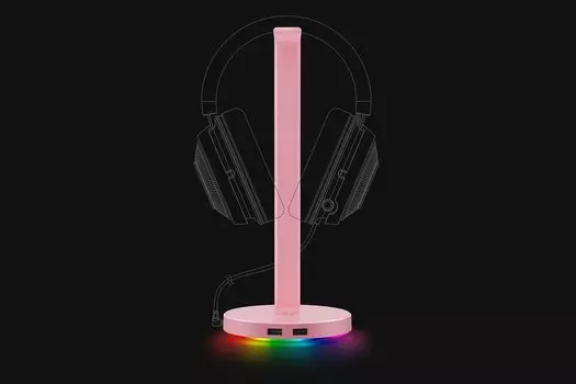 Держатель для игровой гарнитуры Razer Base Station V2 Chroma, Quartz Pink (розовый) (RC21-01510200-R3M1)