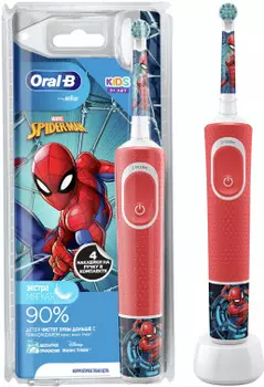 Детская электрическая зубная щетка Oral-B Spiderman, 1-насадка, 3-режима, красный (4210201387503)