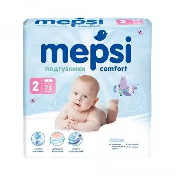 Детские подгузники Mepsi S, 4-9кг, 72шт.