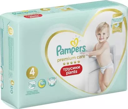 Детские подгузники-трусики Pampers Premium Care Pants 4, 9-15кг, 38шт.