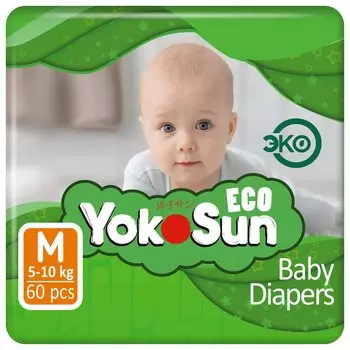 Детские подгузники YokoSun Eco М, 5-10кг, 60шт