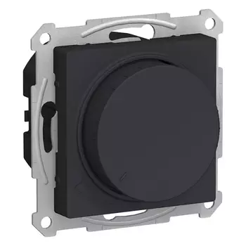 Диммер Systeme Electric AtlasDesign, 1кл., скрытый монтаж, механизм с накладкой без рамки, карбон (ATN001023)