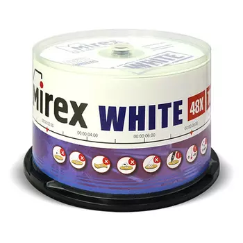 Диск CD-R 700Mb 48x Mirex, White, Cake Box (50шт)