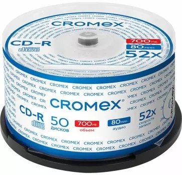 Диск CROMEX CD-R, 700Mb, 52x, Cake Box, 50 шт (513772)