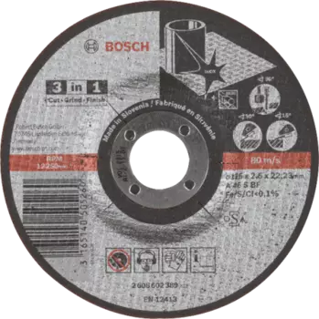 Диск отрезной BOSCH - 125ммx2.5мм x 22,23, вогнутый, по нержавеющей стали, 1шт. (2.608.602.389)