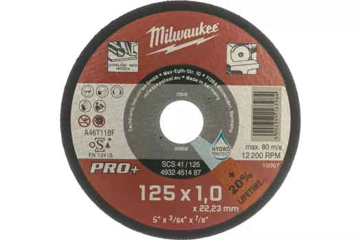 Диск отрезной Milwaukee SCS41 PRO+ 125 мм x 1 мм x 22.2 мм, прямой, по металлу, 1 шт. (4932451487)