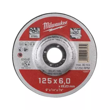 Диск шлифовальный Milwaukee SG27 12.5 см x 6 мм x 22,23, 1 шт., по тонкой стали (4932451482)