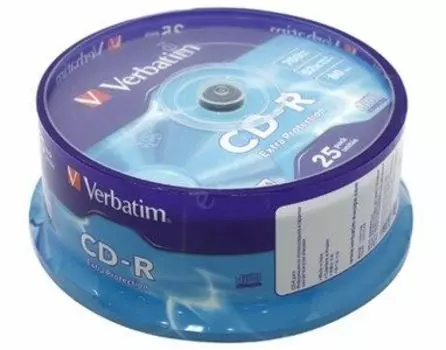 Диск Verbatim CD-R, 700Mb, 52x, Cake Box, 25 шт, DataLife