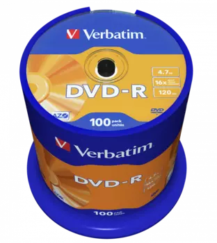 Диск Verbatim DVD-R, 4.7Gb, 16x, Matt Silver, Cake Box, 100 шт (43549)