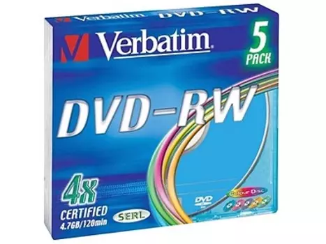 Диск Verbatim DVD+RW, 4.7Gb, 4x, коробка, 5 шт (43229)