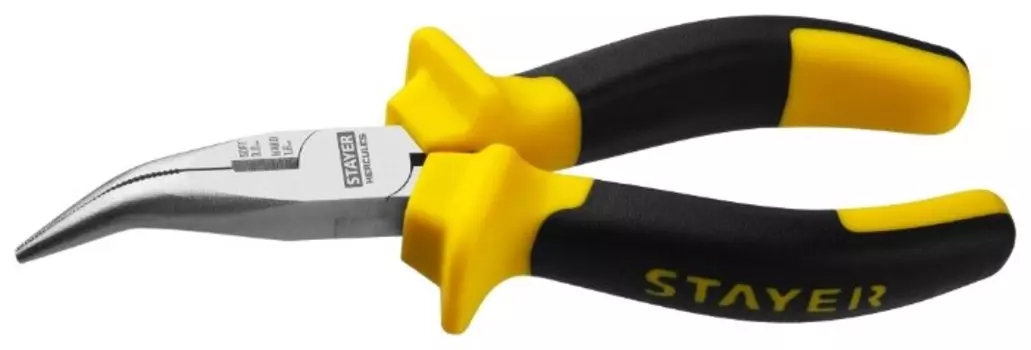 Длинногубцы 160мм, CrV, режущие кромки, двухкомпонентные рукоятки, изогнутые губки, STAYER 2203-4-16_z02