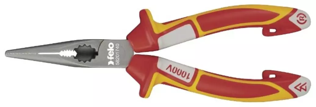 Длинногубцы 170мм, диэлектрические, режущие кромки, многокомпонентные рукоятки, Felo 58201740 170 мм