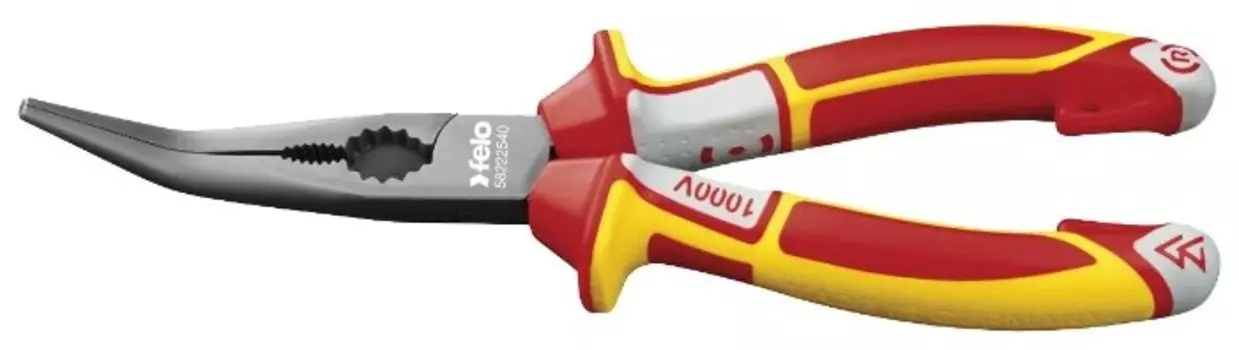 Длинногубцы 205мм, диэлектрические, режущие кромки, многокомпонентные рукоятки, изогнутые губки, Felo 58222540 205 мм