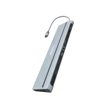 Док-станция Canyon DS90, Type-C (f) x2,USB 3.0x2,DPx2,VGA,SD,TF,3.5 jack,HDMIx2,RJ45, серебристый (CNS-HDS90)