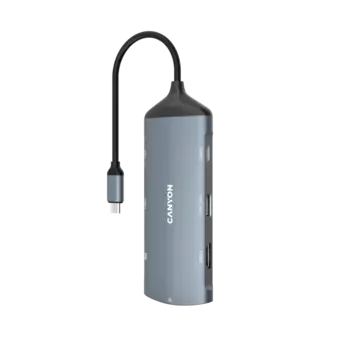 Док-станция Canyon DS-15, USB 2.0, 2xUSB 3.1, USB Type-C, HDMI, RJ-45, SD, microSD, серый (CNS-TDS15)