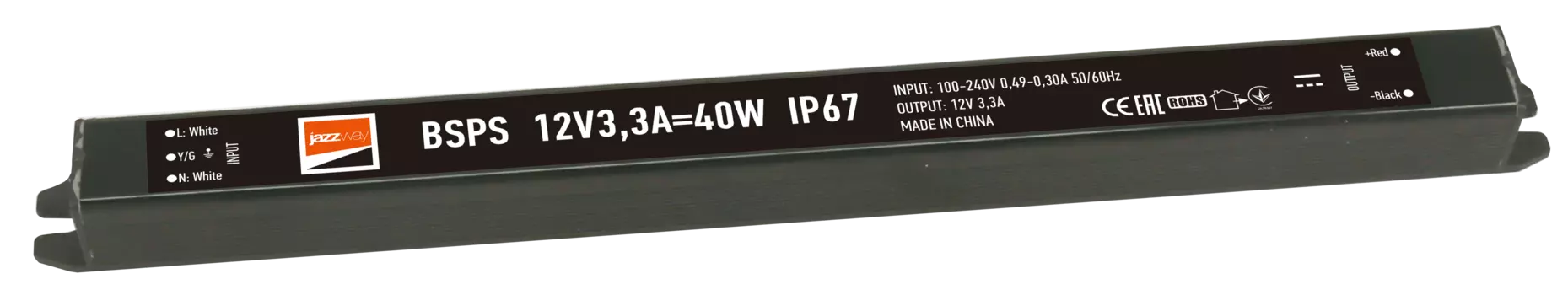 Драйвер JazzWay 40 Вт LED, IP67, черный (3329266A)