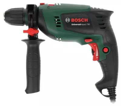 Дрель BOSCH UniversalImpact 730, сетевая, 701Вт, 17 Н·м, 3000 об/мин, ударная, быстрозажимной патрон, 1.7кг (0603131022)