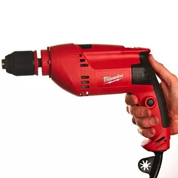 Дрель Milwaukee DE 10 RX, сетевая, 630Вт, 1500 об/мин, быстрозажимной патрон, 1.6кг (4933409211)