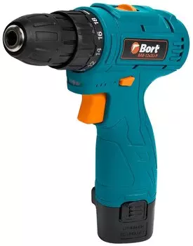 Дрель-шуруповерт Bort BAB-12X2LI-P, аккумуляторный, 30 Н·м, 1400 об/мин, 12V, 1.5 А·ч, Li-Ion, быстрозажимной патрон, 920г (93414011)