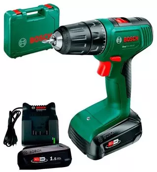 Дрель-шуруповерт Bosch EasyDrill 18V-40, аккумуляторный, 32 Н·м, 1630 об/мин, 18V, 1.5 А·ч, Li-Ion, два акб, быстрозажимной патрон, кейс, 1.3кг (06039D8002)