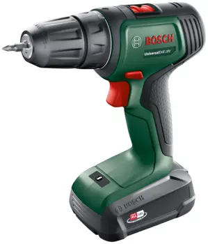 Дрель-шуруповерт Bosch UniversalDrill 18V, аккумуляторный, 40 Н·м, 1450 об/мин, 18V, 1.5 А·ч, Li-Ion, быстрозажимной патрон, кейс, 1.2кг (06039D4001)