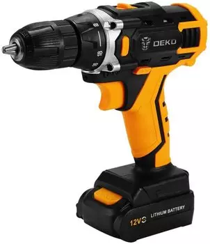 Дрель-шуруповерт DEKO DKCD12FU-Li, аккумуляторный, 28 Н·м, 1350 об/мин, 12V, 1.5 А·ч, Li-Ion, быстрозажимной патрон, 1.1кг (063-4131)