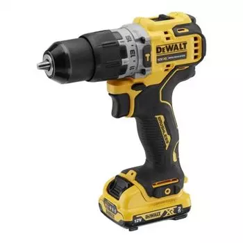 Дрель-шуруповерт DeWALT DCD706D2-QW, аккумуляторный, 250Вт, 57.5 Н·м, 1500 об/мин, 12V, 2 А·ч, Li-Ion, два акб, быстрозажимной патрон, кейс, 960г