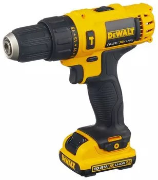 Дрель-шуруповерт DeWALT DCD716D2, аккумуляторный, 30 нм, 1500 об/мин, 10.8V, 2 А·ч, Li-Ion, два акб, быстрозажимной патрон, кейс, 3 кг