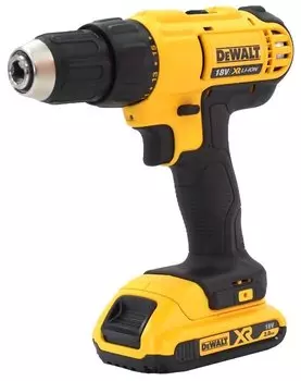 Дрель-шуруповерт DeWALT DCD771D2, аккумуляторный, 42 нм, 1500 об/мин, 18V, 2 А·ч, Li-Ion, два акб, быстрозажимной патрон, кейс, 1.6 кг (DCD771D2-KS)