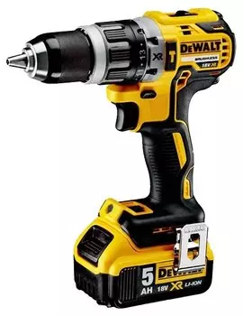 Дрель-шуруповерт DeWALT DCD796P2, аккумуляторный, 460Вт, 70 Н·м, 2000 об/мин, 18V, 5 А·ч, Li-Ion, два акб, быстрозажимной патрон, кейс, 1.6кг (DCD796P2-QW)