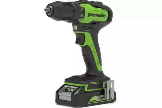 Дрель-шуруповерт Greenworks GD24DD35K2, аккумуляторный, 35 нм, 1450 об/мин, 24V, 2 А·ч, Li-Ion, быстрозажимной патрон, кейс, 1.4 кг (3704007UA)