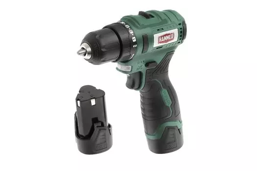 Дрель-шуруповерт Hammer ACD12BL, аккумуляторный, 40 Н·м, 1400 об/мин, 12V, 2 А·ч, Li-Ion, два акб, быстрозажимной патрон, кейс, 1.72кг