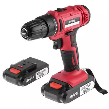 Дрель-шуруповерт Hiper HCD18B, аккумуляторный, 35 Н·м, 1350 об/мин, 18V, 2 А·ч, Li-Ion, два акб, быстрозажимной патрон, кейс