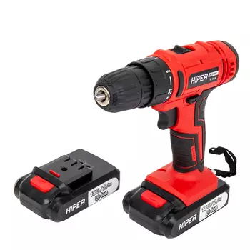 Дрель-шуруповерт Hiper HCD18BC, аккумуляторный, 35 Н·м, 1350 об/мин, 18V, 2 А·ч, Li-Ion, два акб, быстрозажимной патрон, кейс