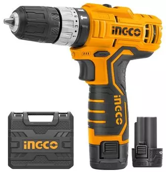 Дрель-шуруповерт Ingco CIDLI1232, аккумуляторный, 20 Н·м, 1350 об/мин, 12V, 1.5 А·ч, Li-Ion, два акб, быстрозажимной патрон, кейс